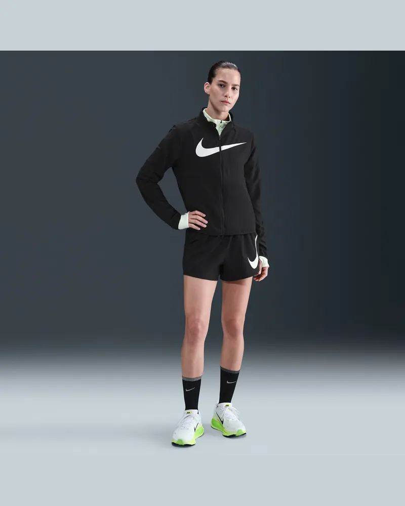 Nike One Swoosh Lockere Laufshorts mit Innenslip, mittelhohem Bund und Dri-FIT-Technologie (Damen, ca. 8 cm) - Schwarz Schwarz