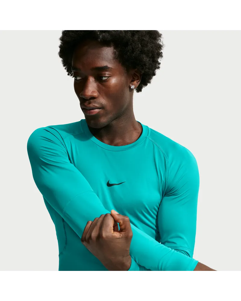 Nike Pro Men's Dri-FIT Dri-FIT Fitness-Longsleeve mit enger Passform für Herren - Grün Grün