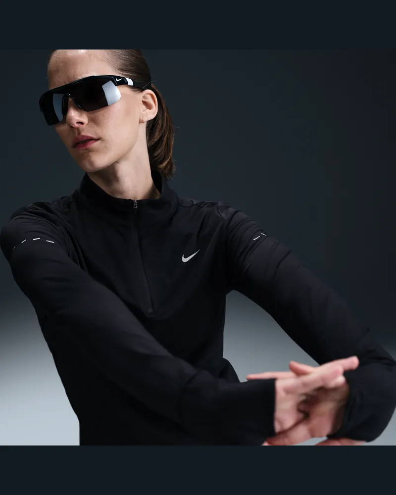 Nike Swift Dri-FIT UV-Laufoberteil mit Viertelreißverschluss (Damen) - Schwarz Schwarz