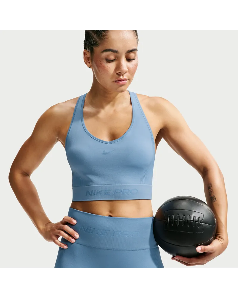 Nike Pro Seamless Dri-FIT Cropped Tanktop für Damen - Blau Blau