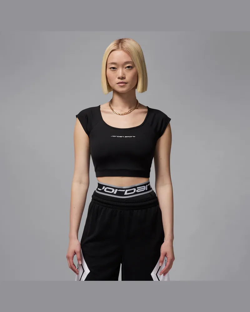 Jordan Sport Kurzarmshirt aus Strickmaterial mit verkürztem Schnitt (Damen) - Schwarz Schwarz