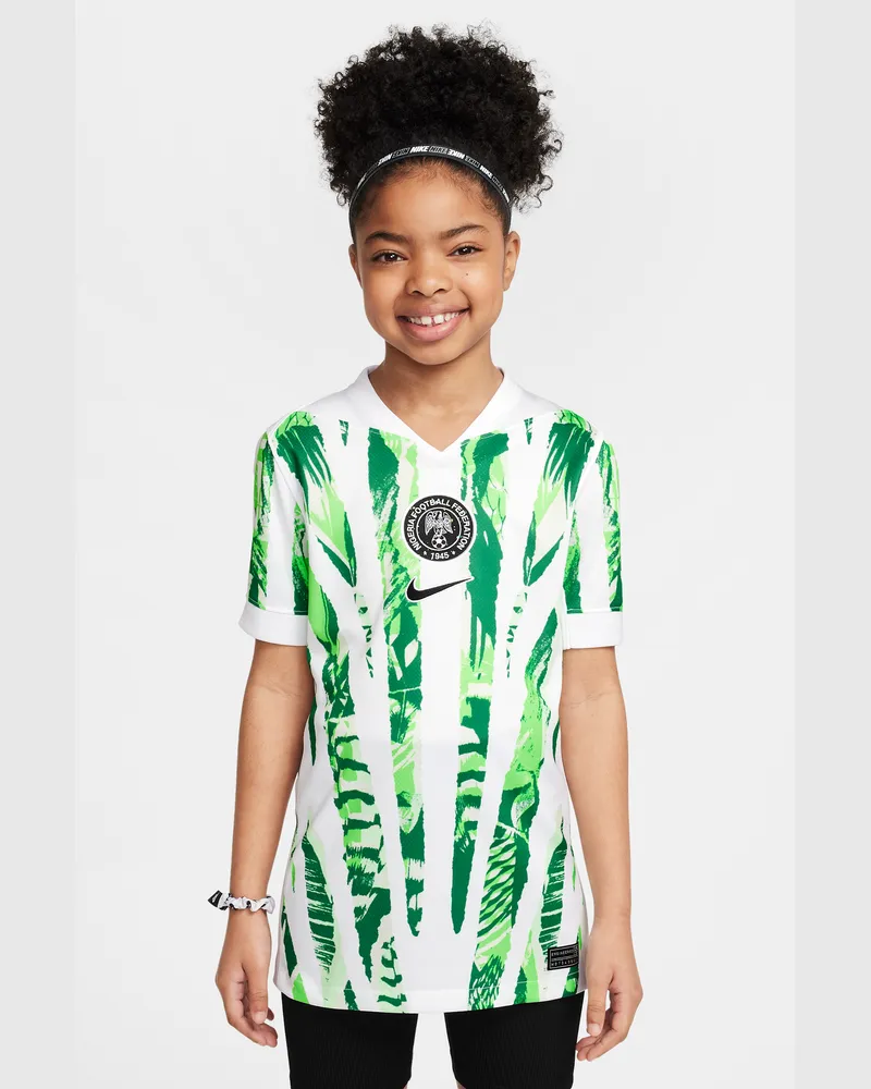 Nike Nigeria 2025 Stadium Away (Frauenteam)  Dri-FIT Replika-Fußballtrikot (ältere Kinder) - Weiß Weiß
