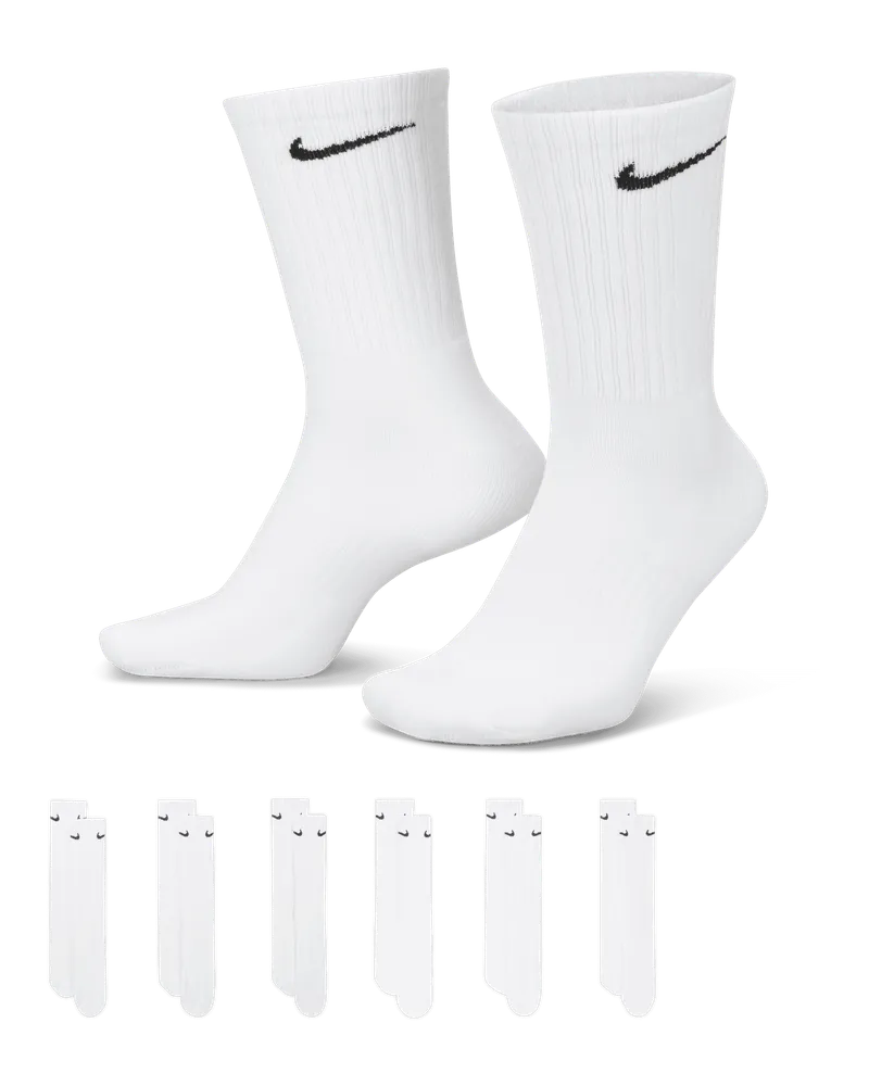 Nike Everyday Cushioned Crew-Trainingssocken (6 Paar) - Weiß Weiß