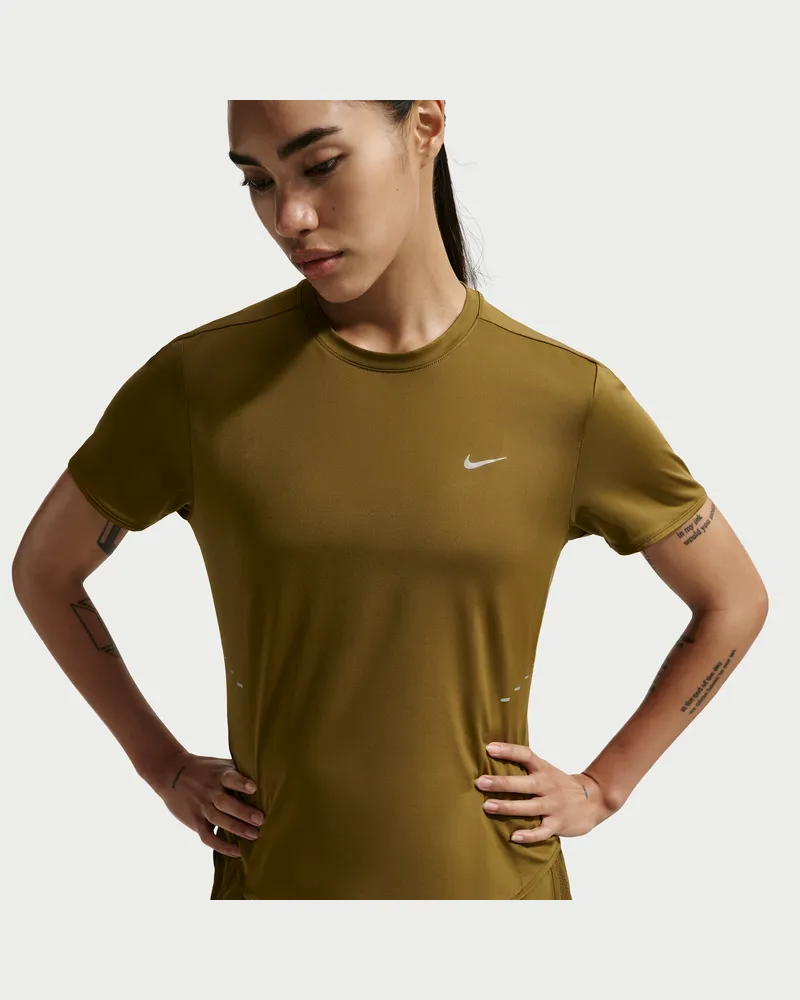 Nike Swift Dri-FIT Kurzarm-Laufoberteil (Damen) - Braun Braun