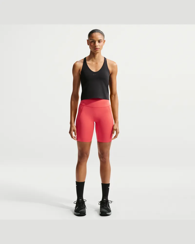 Nike Universa Bike Shorts mit hohem Bund und ohne Frontnaht (Damen, ca. 20,5 cm) - Rot Rot