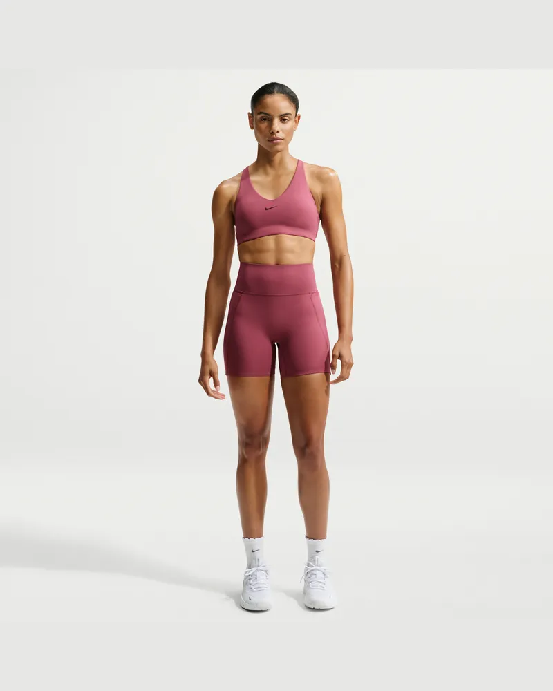 Nike Universa Bike Shorts mit hohem Bund und ohne Frontnaht (Damen, ca. 12,5 cm) - Rot Rot