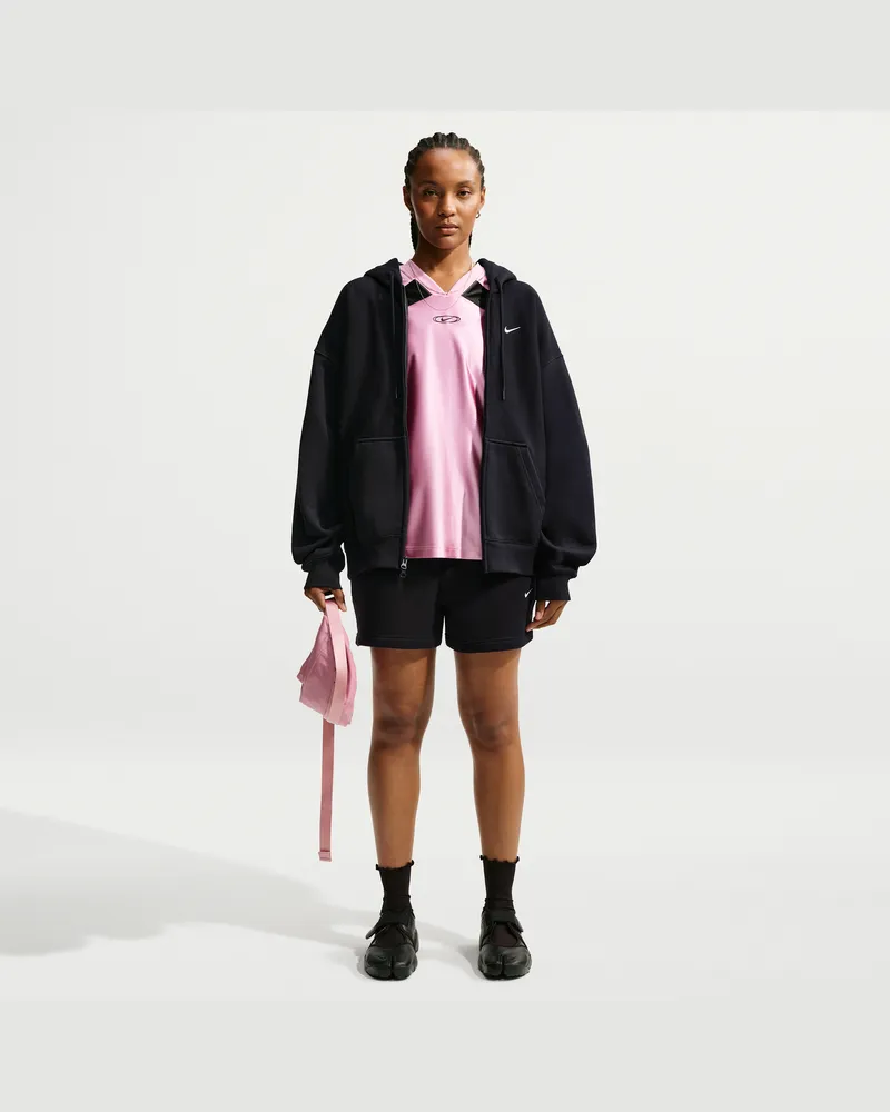 Nike Studio Fleece Mid-Rise-Shorts aus mittelschwerem Material (Damen) - Schwarz Schwarz