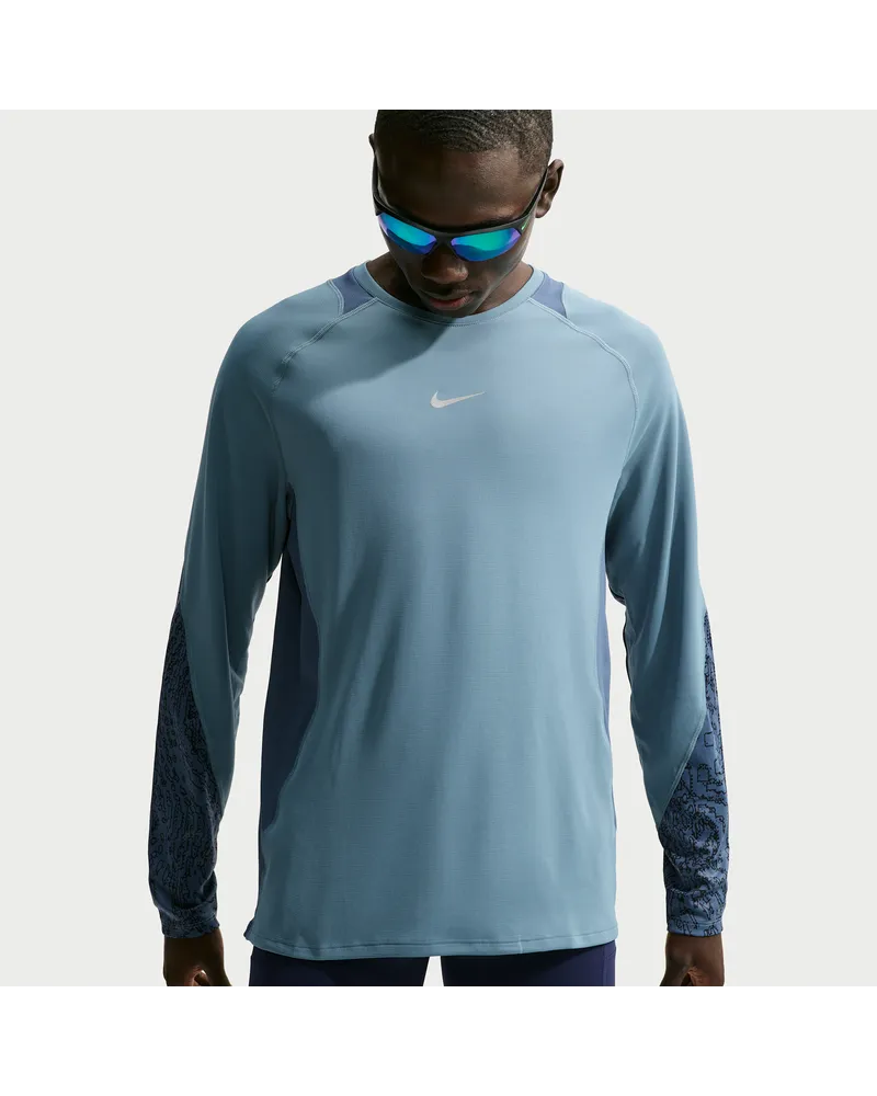 Nike Stride winterfestes Dri-FIT Longsleeve-Laufoberteil (Herren) - Blau Blau