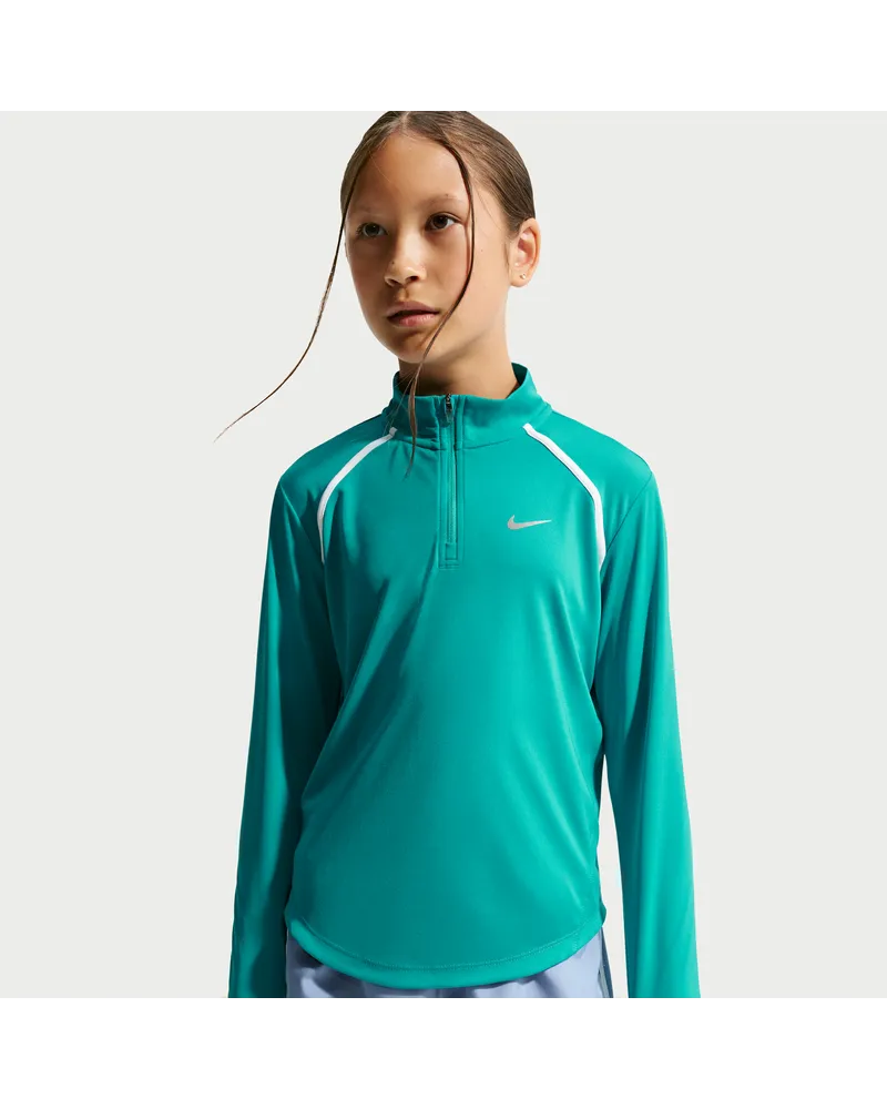 Nike Tempo Dri-FIT Longsleeve-Oberteil mit halbem Reißverschluss für ältere Kinder (Mädchen) - Grün Grün