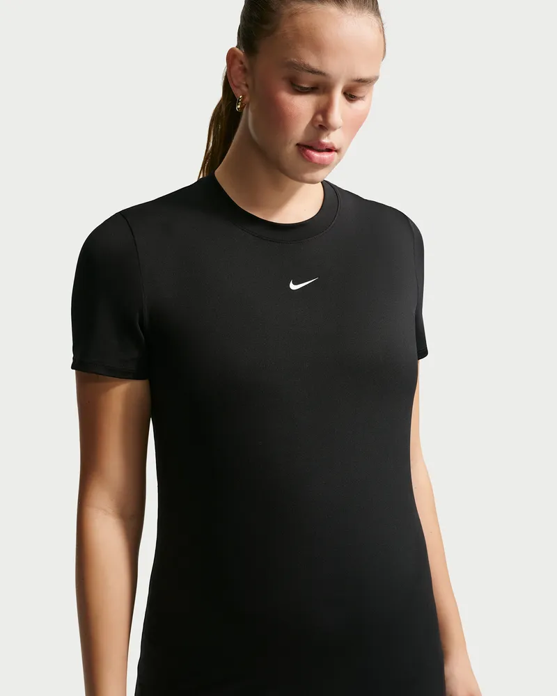 Nike M) One Dri-FIT-Kurzarmshirt mit schmaler Passform für Damen (Schwangere und Mütter) - Schwarz Schwarz