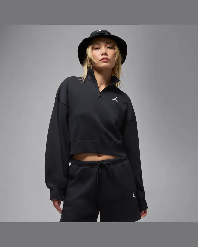 Jordan Brooklyn Fleece Oberteil mit Viertelreißverschluss (Damen) - Schwarz Schwarz