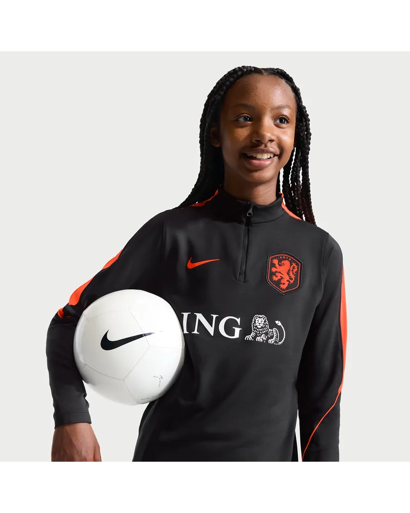 Nike Niederlande Strike  Dri-FIT Fußball-Drill-Oberteil (ältere Kinder) - Schwarz Schwarz