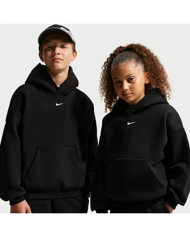 Nike Solo Swoosh Fleece-Hoodie (ältere Kinder) - Schwarz Schwarz