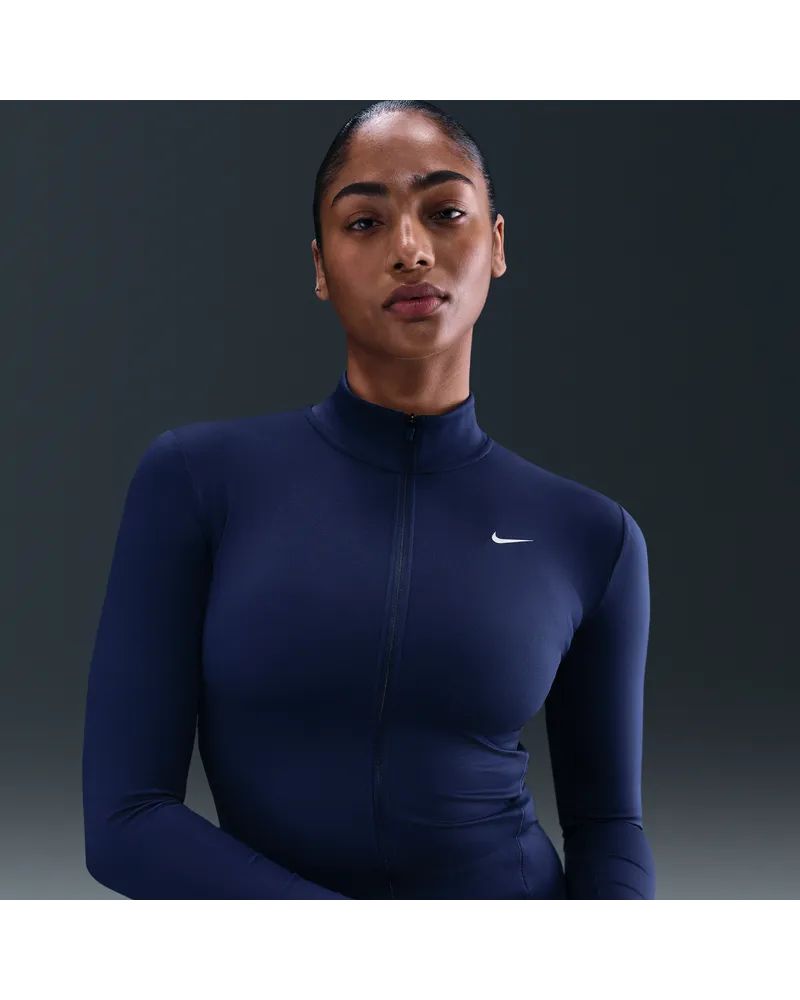 Nike One Fitted Dri-FIT-Jacke mit durchgehendem Reißverschluss für Damen - Blau Blau
