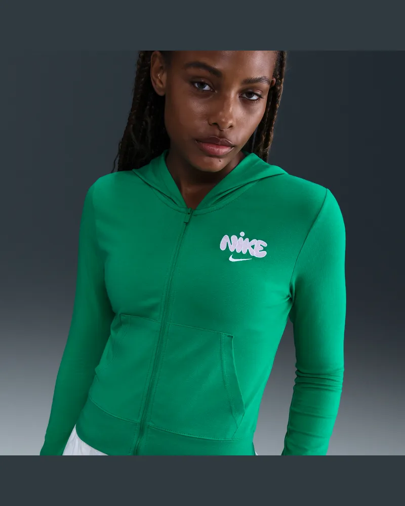 Nike Sportswear Longsleeve mit Kapuze und durchgehendem Reißverschluss (Damen) - Grün Grün