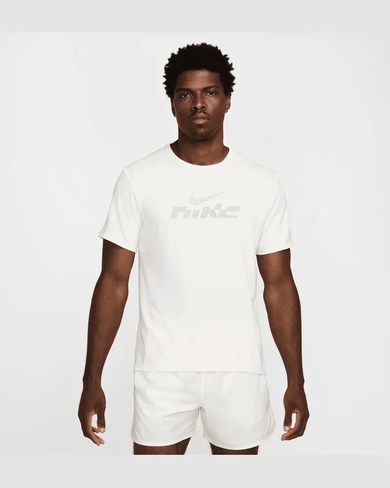 Nike Miler Flash Dri-FIT UV Kurzarm-Laufoberteil (Herren) - Weiß Weiß