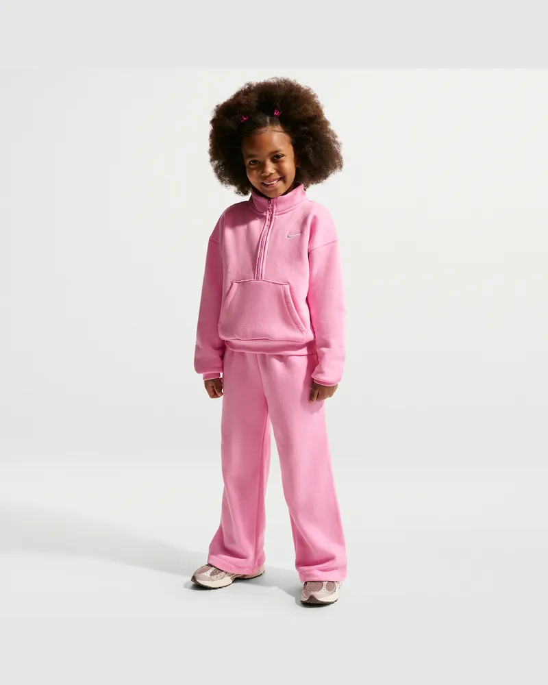 Nike Studio Fleece-Set aus Oberteil mit Halbreißverschluss und Hose für jüngere Kinder - Pink Pink