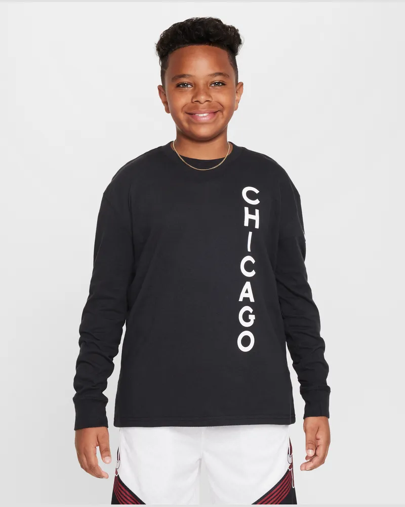 Nike Chicago Bulls 2023/24 City Edition  NBA Max90 Longsleeve (ältere Kinder, Jungen) - Schwarz Schwarz