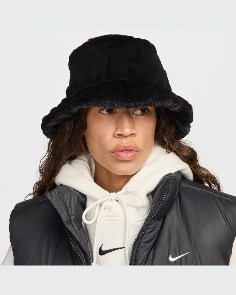 Nike Apex Bucket Hat aus Kunstfell - Schwarz Schwarz