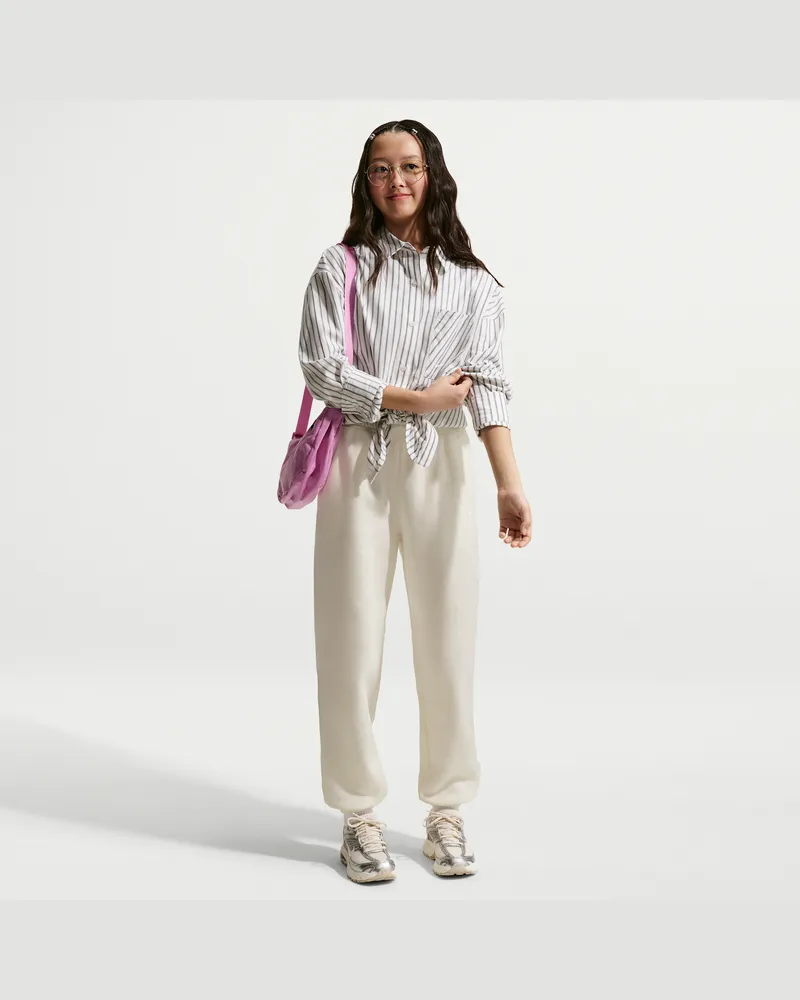 Nike Studio Fleece lockere Hose (Mädchen) - Weiß Weiß