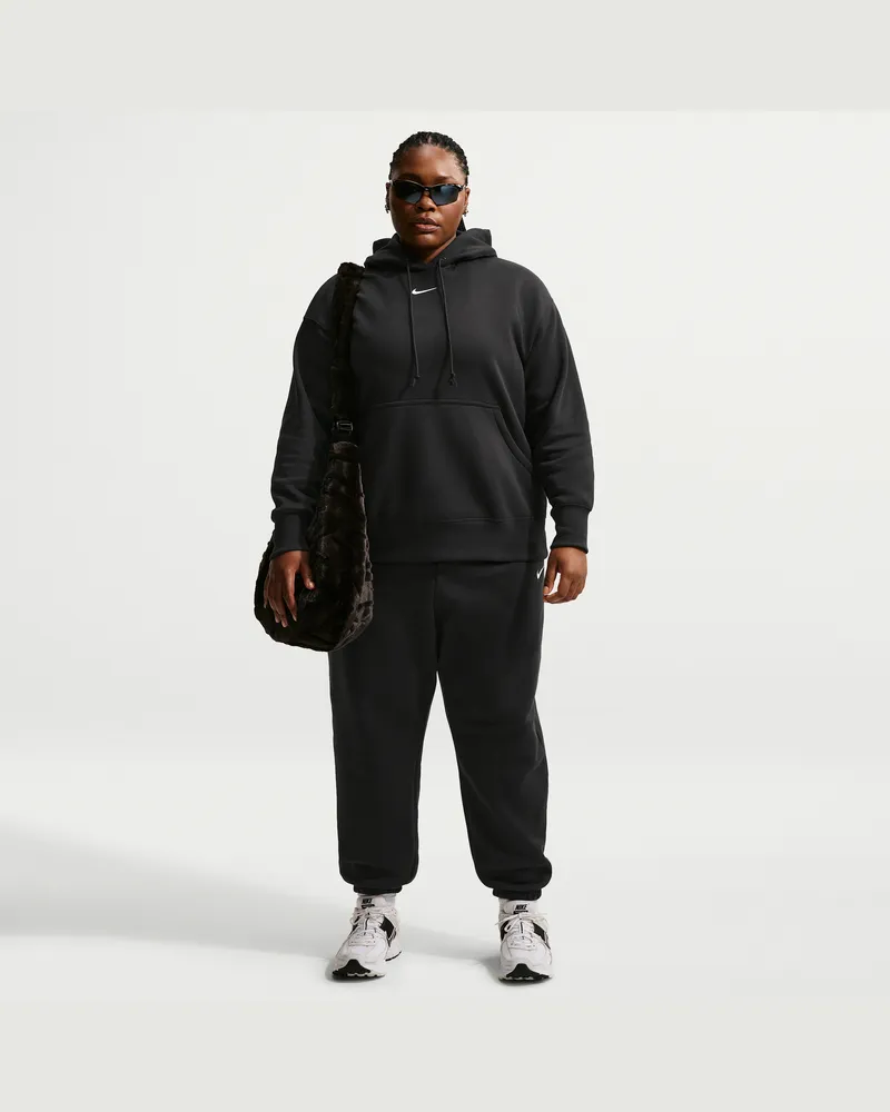 Nike Phoenix Fleece extragroße Trainingshose mit hohem Taillenbund für Damen - Schwarz Schwarz