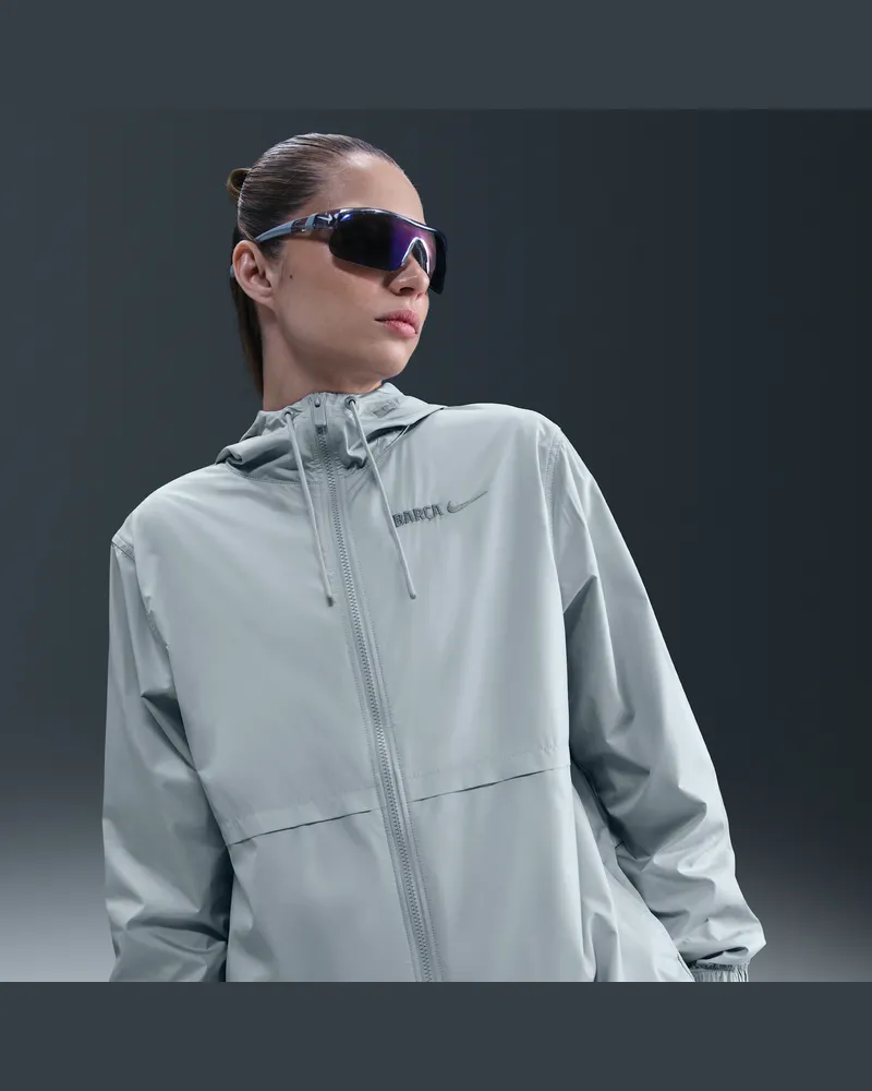 Nike FC Barcelona Essential Repel  Football Webjacke mit Kapuze (Damen) - Grau Grau