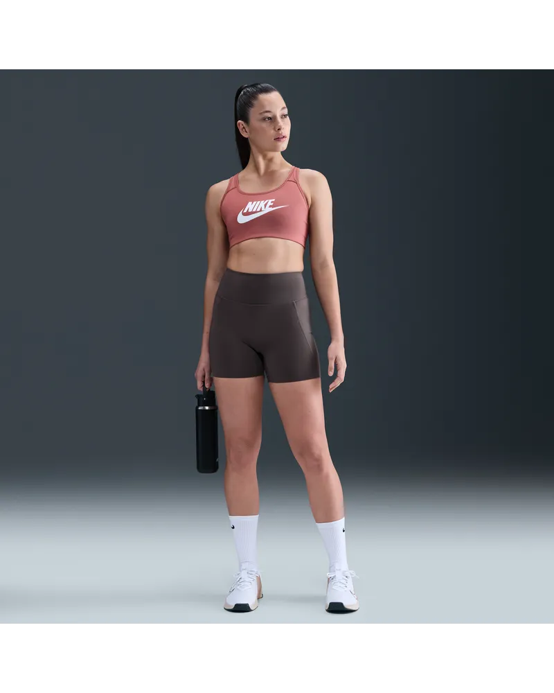 Nike Universa Bike Shorts mit hohem Bund und ohne Frontnaht (Damen, ca. 12,5 cm) - Grau Grau