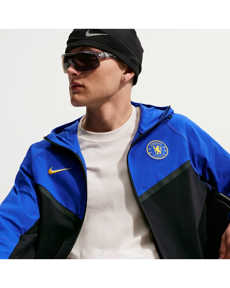 Nike FC Chelsea Tech Windrunner  Fußballjacke aus Webmaterial mit durchgehendem Reißverschluss (Herren) - Blau Blau