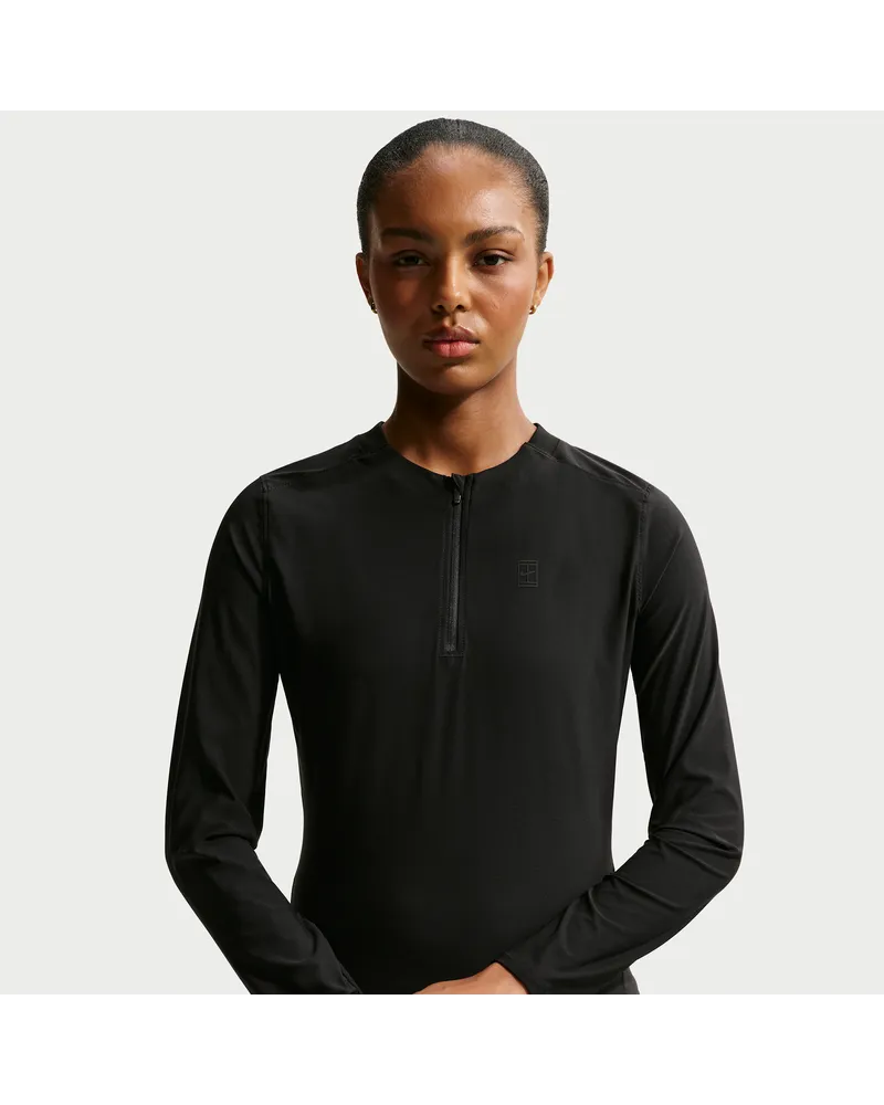 Nike Court Advantage Dri-FIT Mid-Layer-Tennisoberteil (Damen) - Schwarz Schwarz