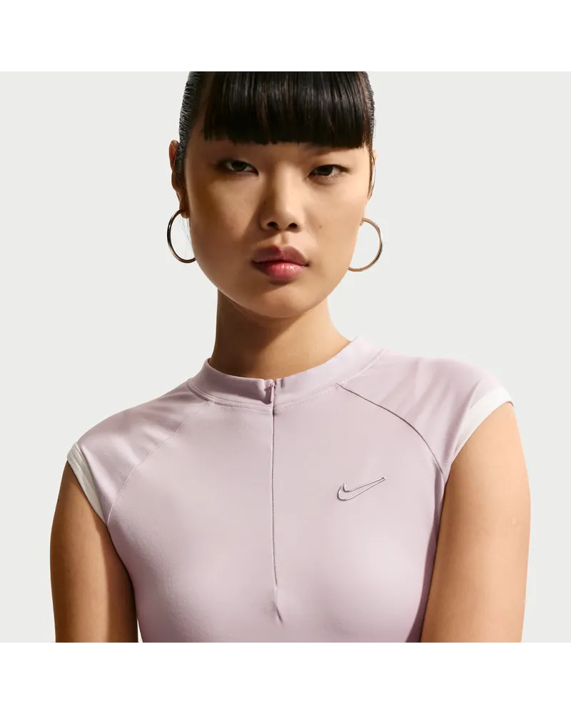 Nike ärmelloses Oberteil mit Viertelreißverschluss und enger Passform (Damen) - Lila Lila