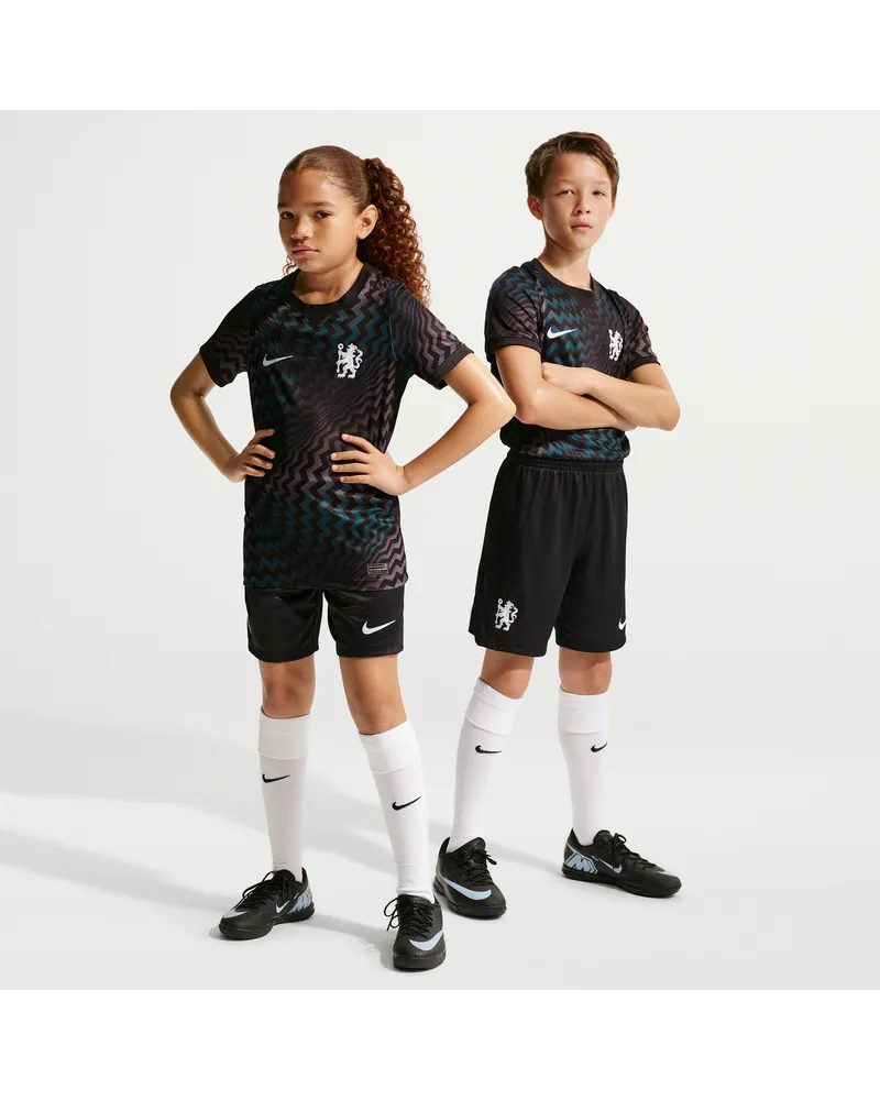 Nike FC Chelsea 2026/27 Stadium Goalkeeper  Dri-FIT Replika-Fußballshorts (ältere Kinder) - Schwarz Schwarz