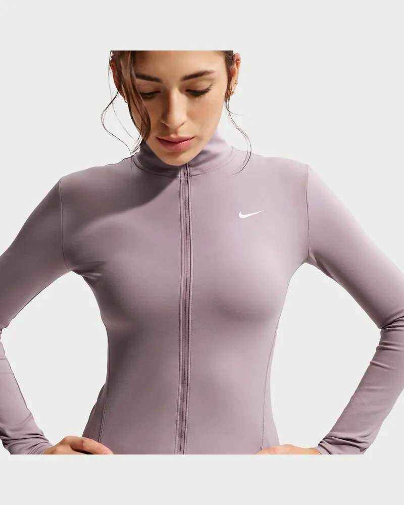 Nike One Fitted Dri-FIT-Jacke mit durchgehendem Reißverschluss für Damen - Grau Grau