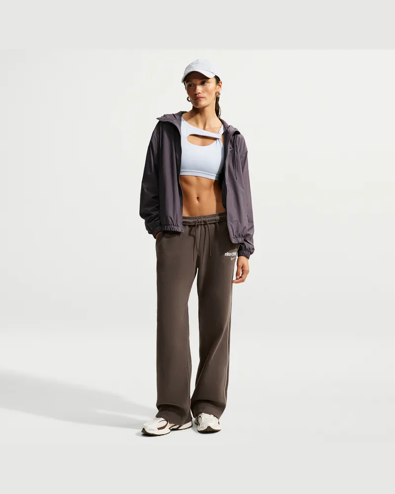 Nike Studio Fleece mittelschwere Hose mit mittelhohem Bund und offenem Saum (Damen) - Braun Braun