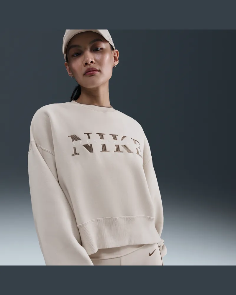 Nike Phoenix Fleece Oversize-Damen-Sweatshirt mit Rundhalsausschnitt - Braun Braun