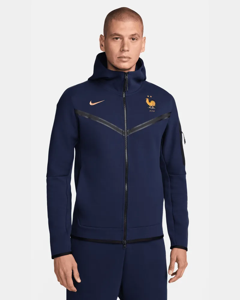 Nike FFF Tech Fleece Windrunner  Fußball-Hoodie mit durchgehendem Reißverschluss für Herren - Blau Blau