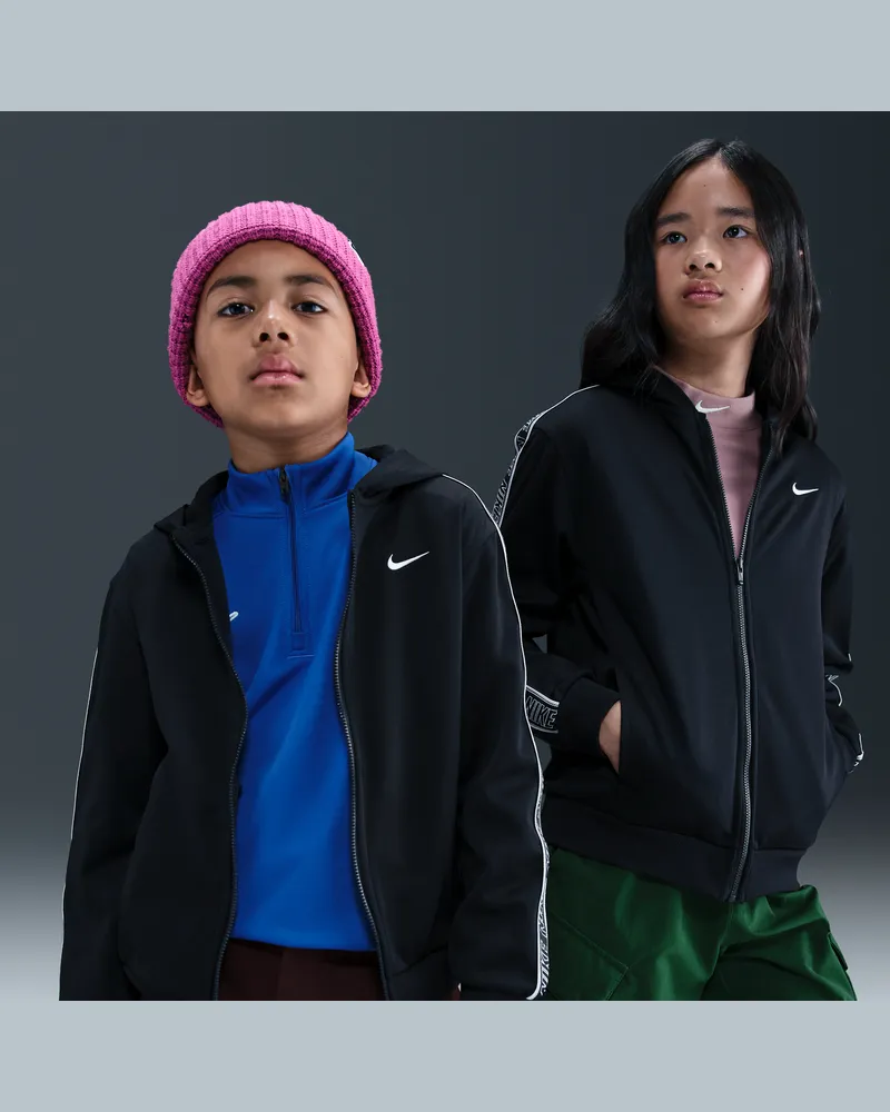 Nike Club Hoodie mit durchgehendem Reißverschluss und Dri-FIT-Technologie (ältere Kinder) - Schwarz Schwarz
