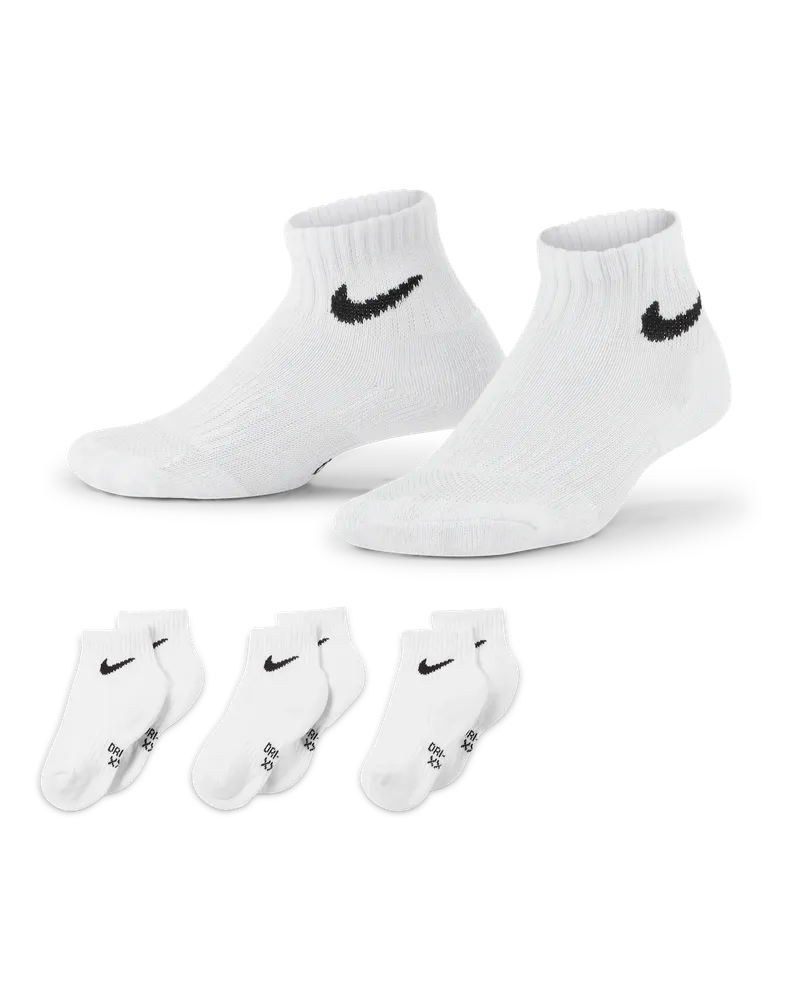 Nike Everyday gepolsterte Knöchelsocken für jüngere Kinder (3 Paar) - Weiß Weiß