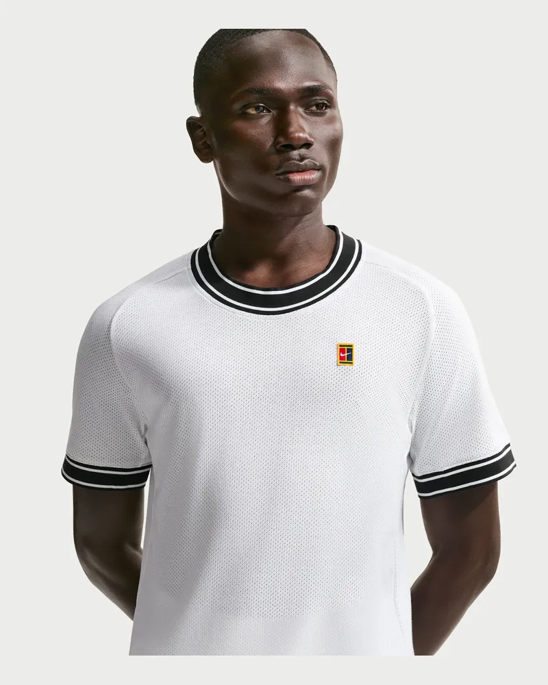 Nike Court Heritage Kurzarm-Tennisoberteil für Herren - Weiß Weiß