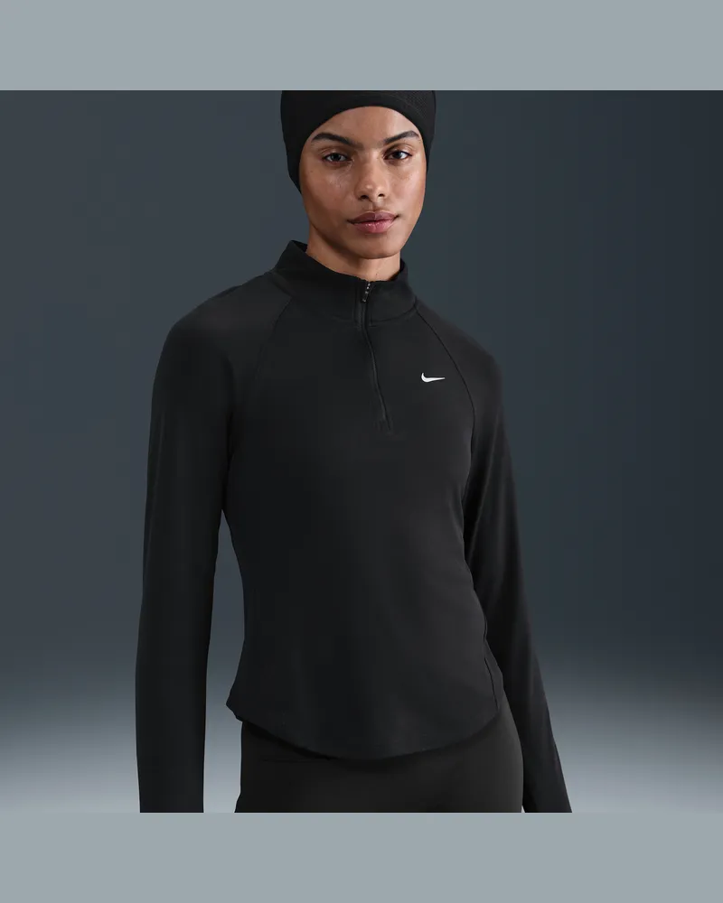 Nike Tempo Swoosh Run Dri-FIT Lauf-Tanktop mit Viertelreißverschluss (Damen) - Schwarz Schwarz