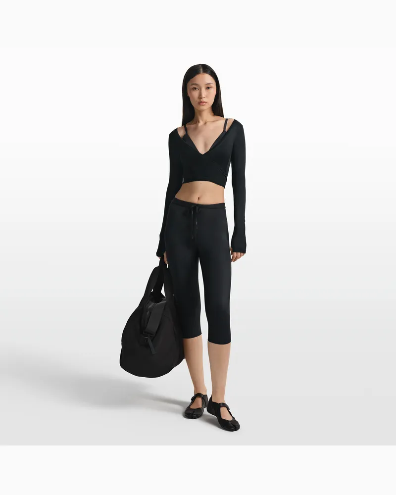 Nike SKIMS Satin Shine Leggings mit hohem Bund und Kordelzug (ca. 43 cm, Damen) - Schwarz Schwarz
