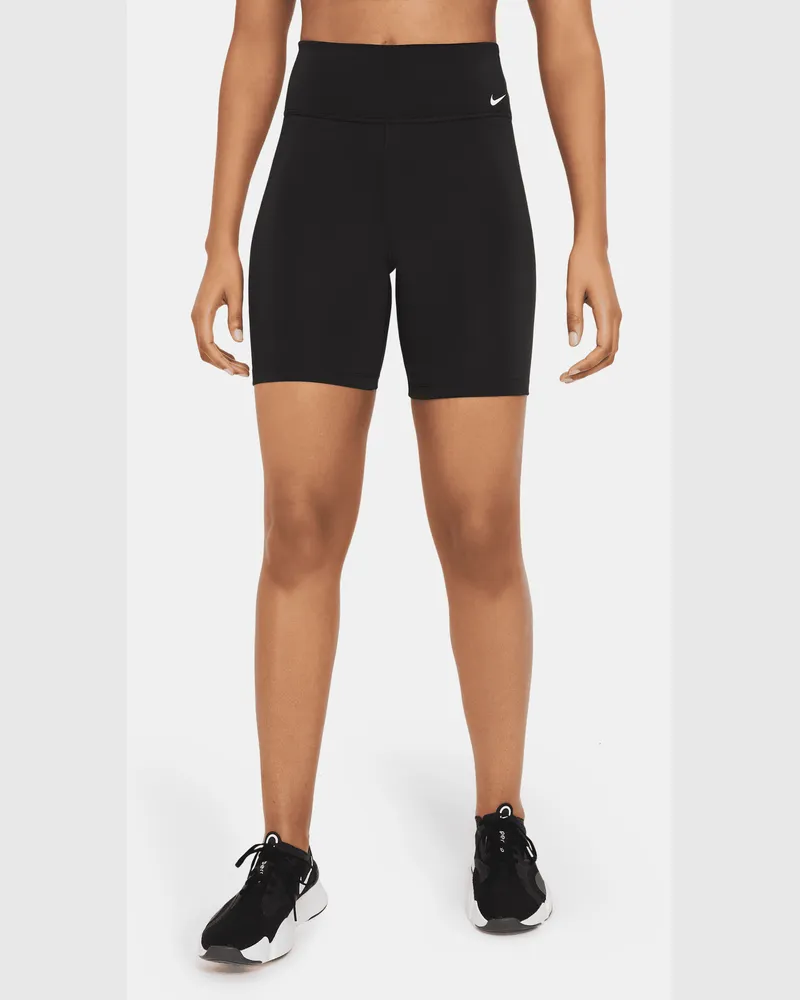 Nike One Bike Shorts mit mittelhohem Bund für Damen (ca. 18 cm) - Schwarz Schwarz