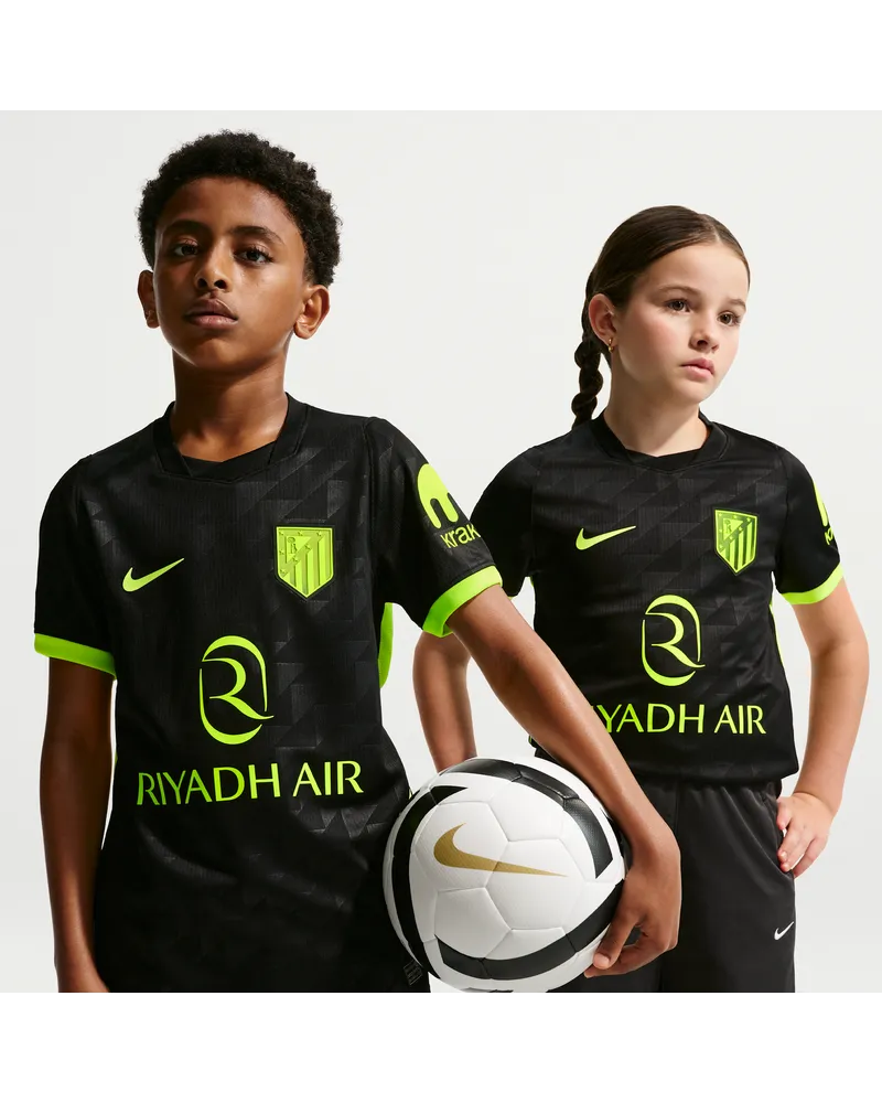 Nike Atlético Madrid 2026/27 Stadion Auswärtsspiel  Replika-Fußball-Trikot mit Dri-FIT-Technologie (große Kinder) - Schwarz Schwarz