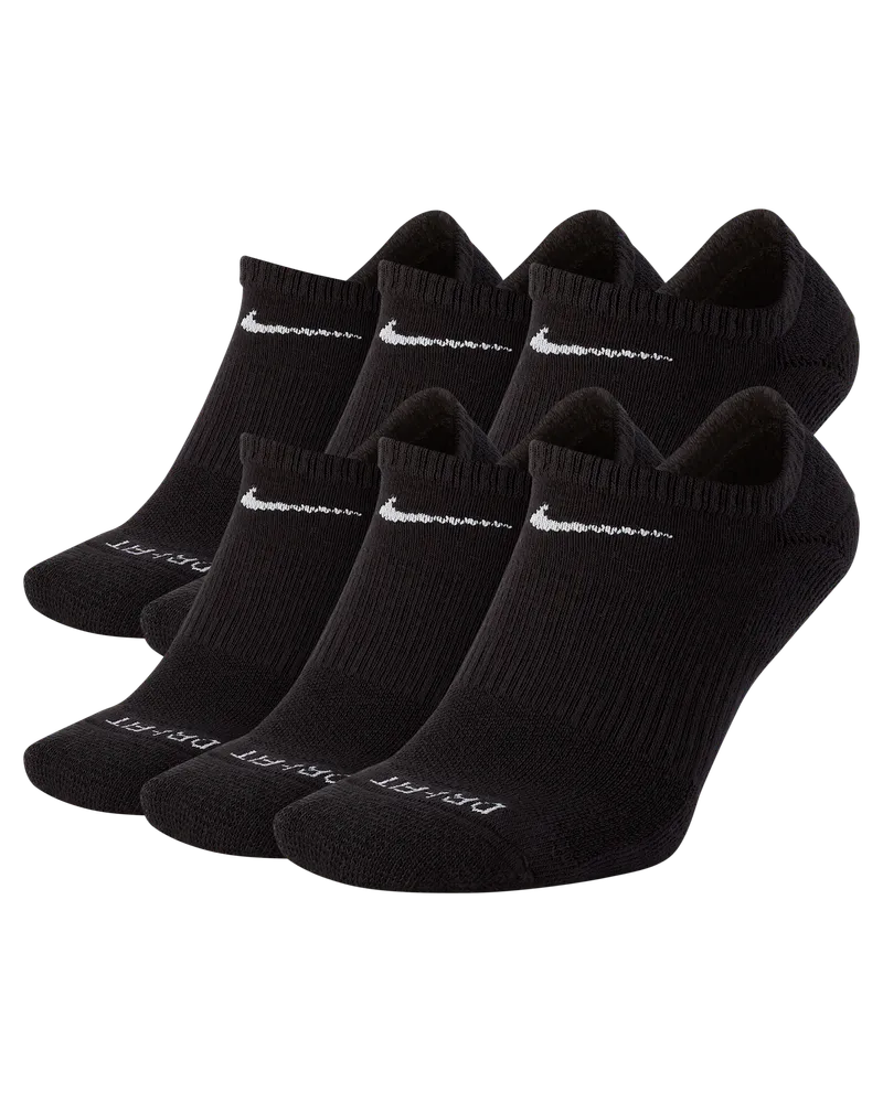 Nike Everyday Plus Cushioned Training No-Show-Socken (6 Paar) - Schwarz Schwarz