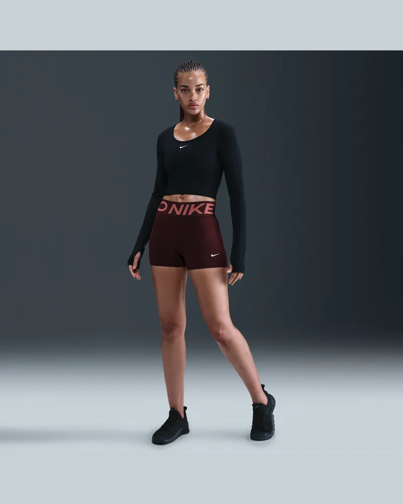 Nike Pro Sculpt Bike-Shorts (ca. 8 cm) mit hohem Taillenbund (Damen) - Rot Rot