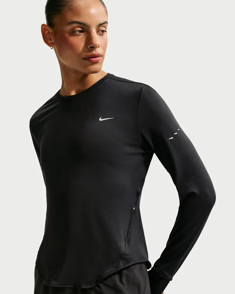 Nike Swift UV Lauf-Longsleeve mit Rundhalsausschnitt und Dri-FIT-Technologie (Damen) - Schwarz Schwarz