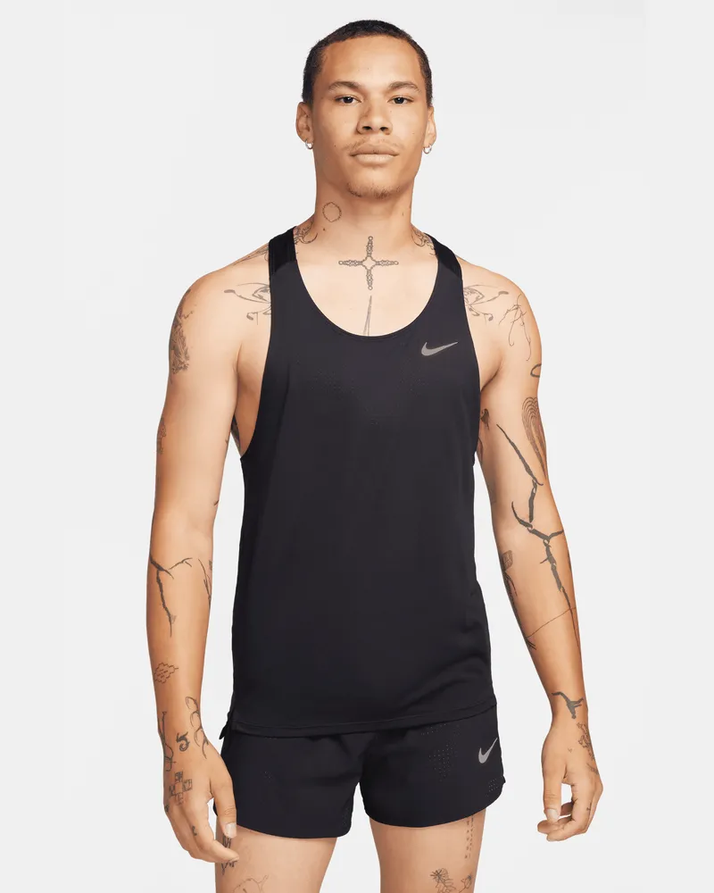 Nike Fast Dri-FIT Lauf-Singlet für Herren - Schwarz Schwarz