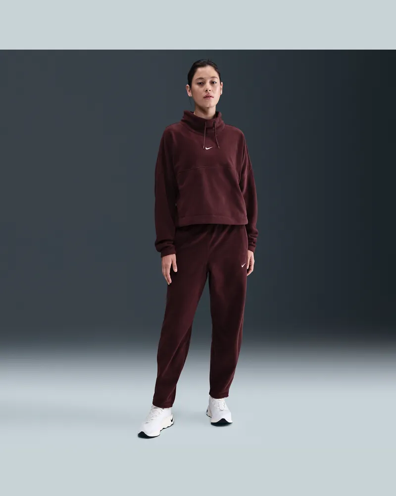Nike One Therma-FIT-Fleece-Hose mit mittelhohem Bund (Damen) - Rot Rot