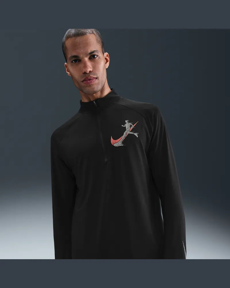 Nike Stride Dri-FIT UV-Laufoberteil mit Halbreißverschluss (Herren) - Schwarz Schwarz