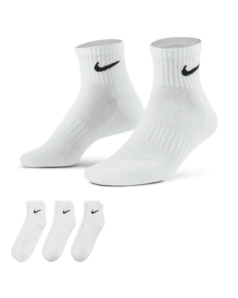 Nike Everyday Cushioned Trainings-Knöchelsocken (3 Paar) - Weiß Weiß