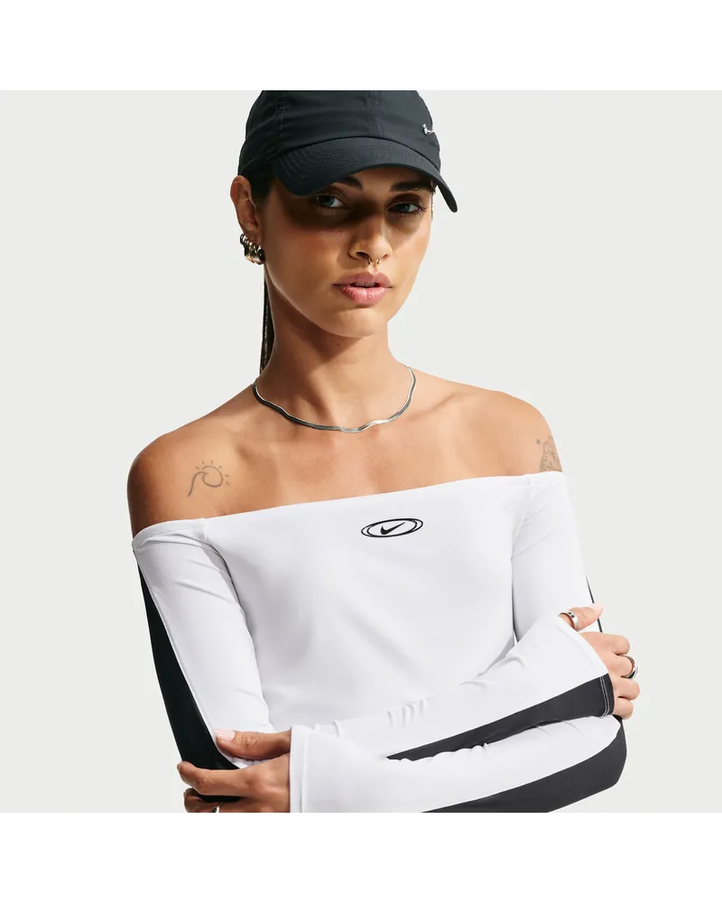 Nike Schulterfreies Longsleeve von  mit enger Passform (Damen) - Weiß Weiß